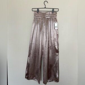 Shimmering Metallic Wide-Leg Pants